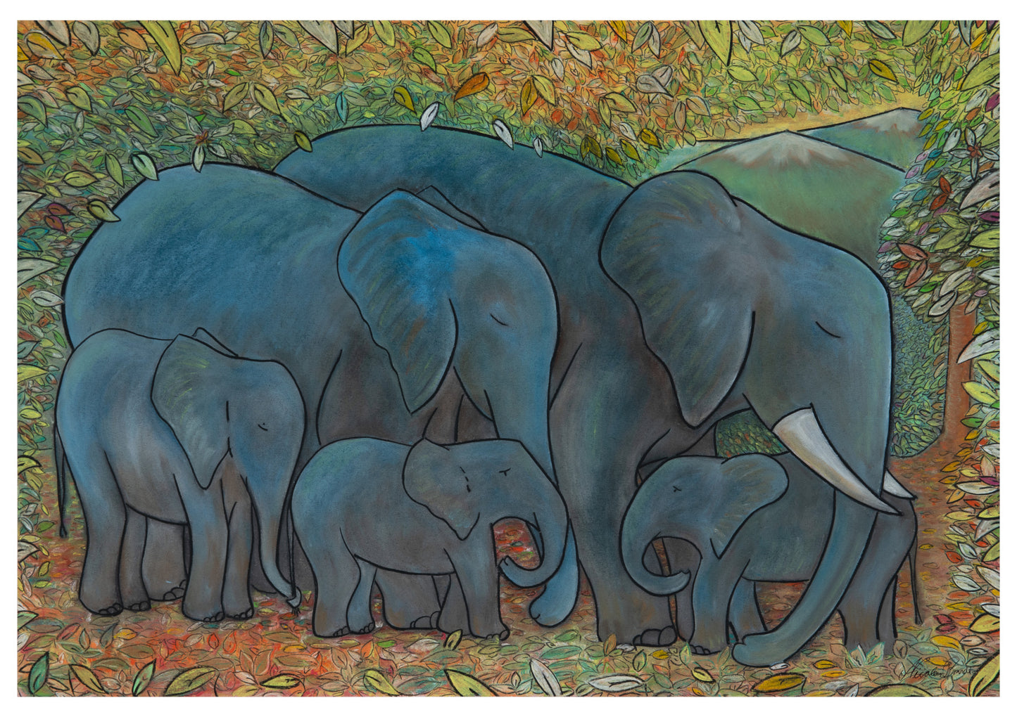 Elefantfamilie-kunstprint