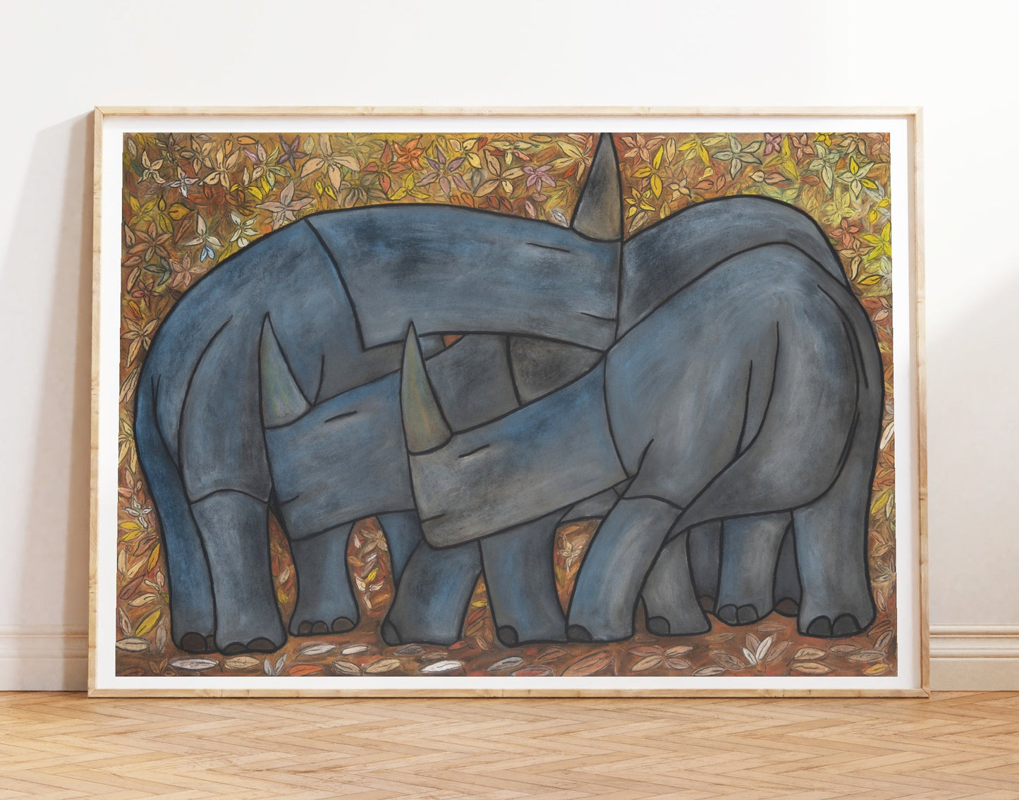 Næsehornfamilie- kunstprint
