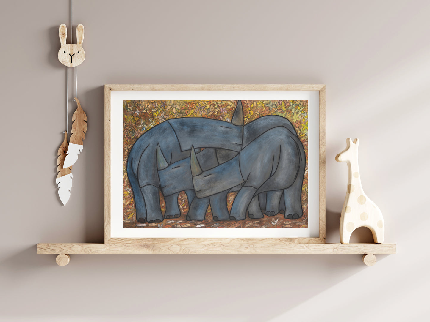 Næsehornfamilie- kunstprint