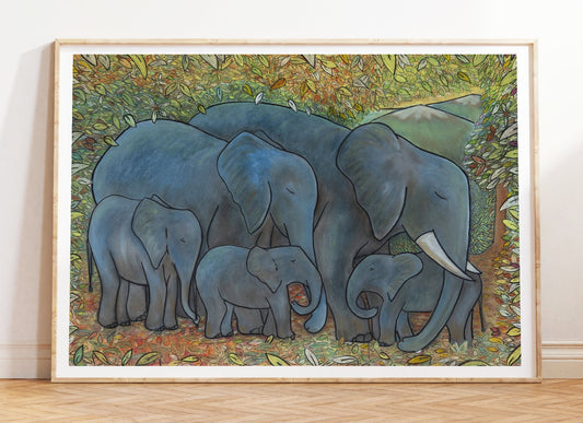 Elefantfamilie-kunstprint